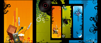 Music-shaped vertical banner theme vector material