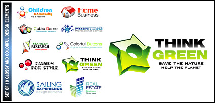 web2.0 style logo template vector material