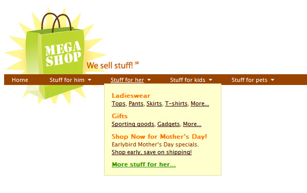 Drop-down menu based on jQuery effects code
