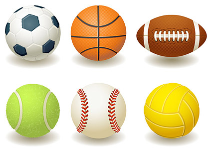 Football, basketball, rugby, tennis, baseball, volleyball vector material