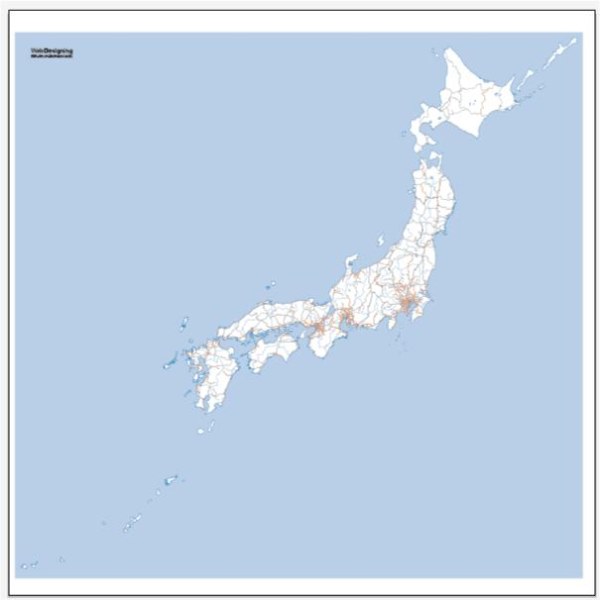 Japan Map + railway network vector