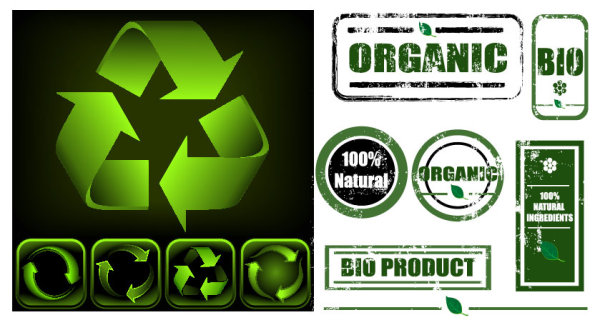 Green signs with nostalgia green icon vector material