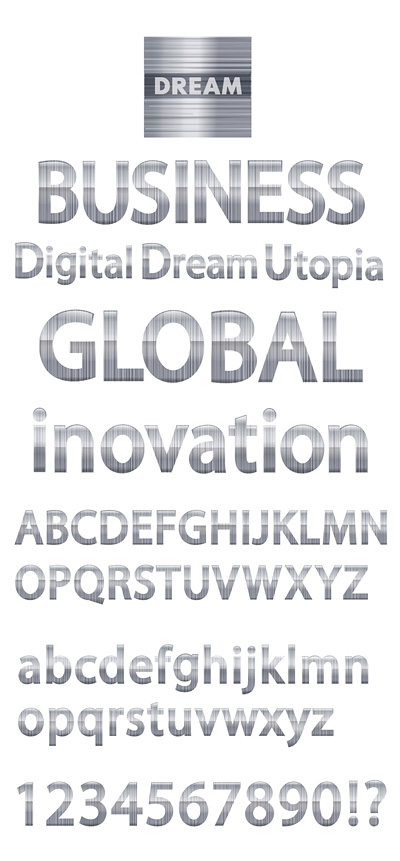 Simple metallic material in English Digital Vector