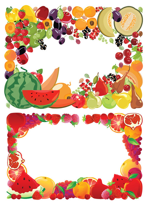 2 Fruit Border Vector
