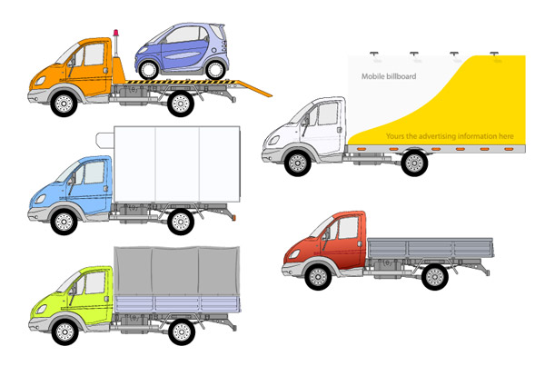 5 trucks Vector