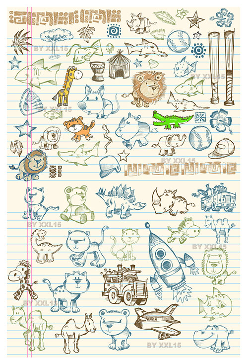 Cute graffiti pattern vector material