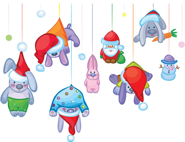 Cute Santa Claus with rabbit Vector