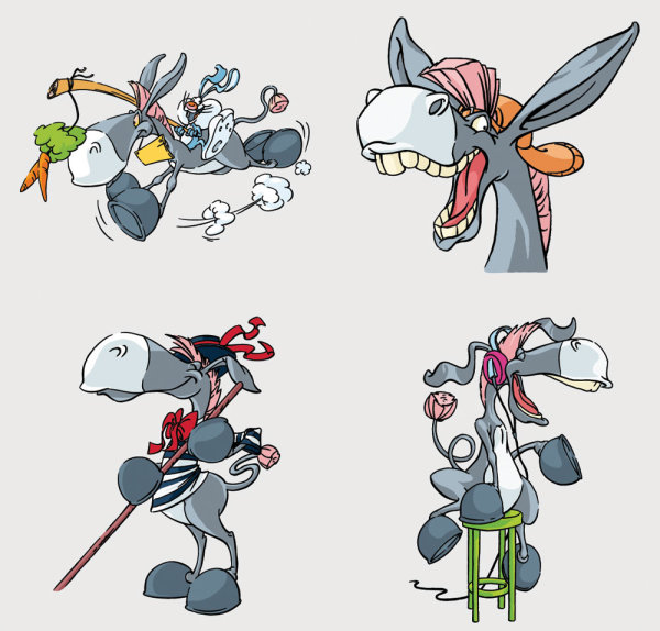 Cute cartoon donkey - Vector