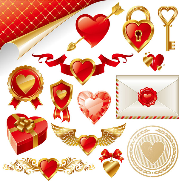 ++Golden love element vector material
++