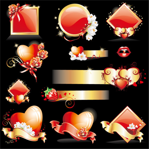 ++Glittering love element vector material
++