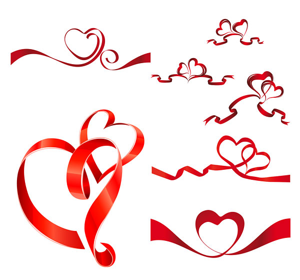 Heart-shaped ribbon vector material