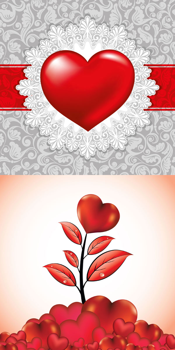 Romantic Valentine's Day heart-shaped elements - Vector
