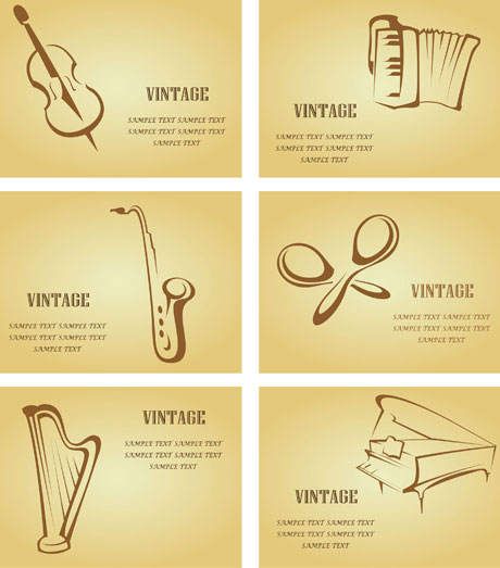 Simple Vector musical theme cards