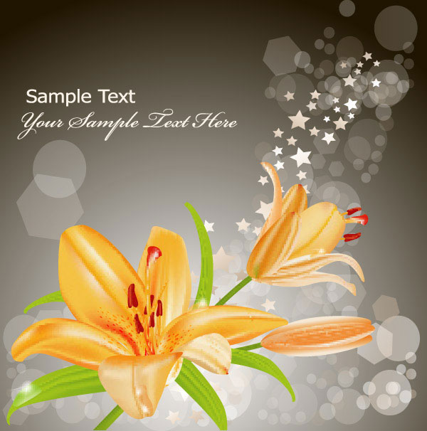 Yellow lilies vector -3