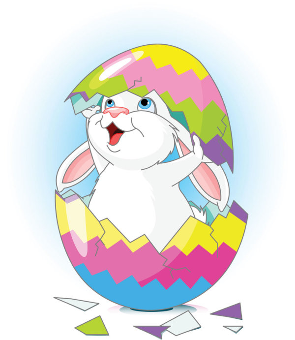 Cartoon rabbit and eggs 02 - vector