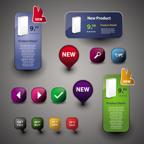 Beautiful icon button 01 - vector