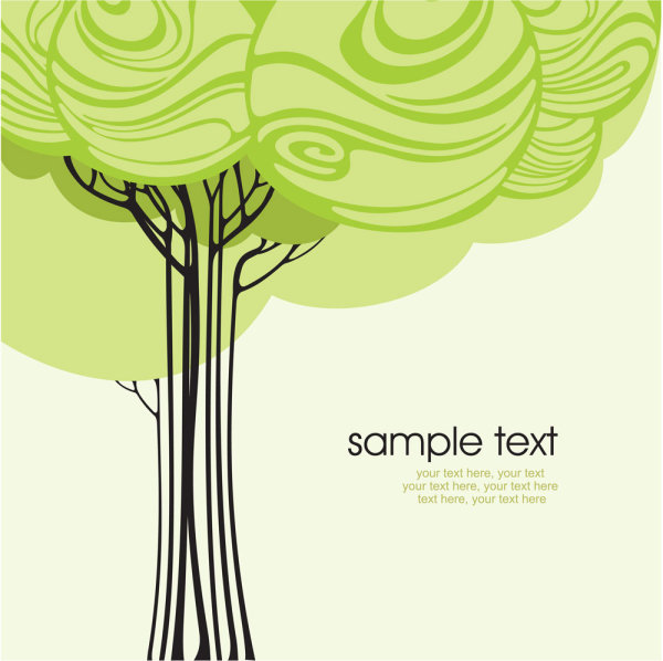 Cartoon line art tree 02 - vector