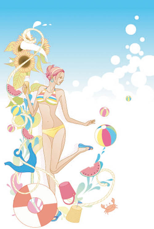 Exquisite cartoon fashion crush 02-- vector material