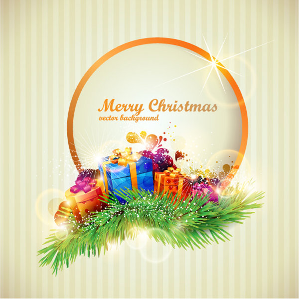 Brilliant Christmas gift box vector - 05