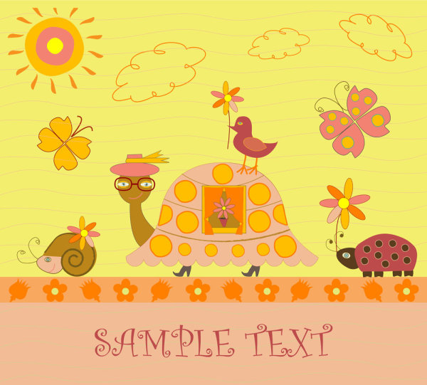 Cartoon illustration background 01 - vector material