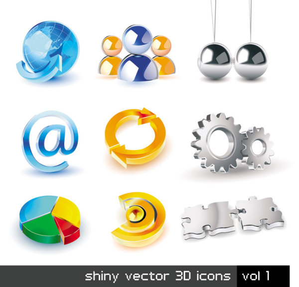 The exquisite three-dimensional icon set 01 - vector