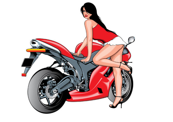 Sexy beauty and sports car 03 - vector material