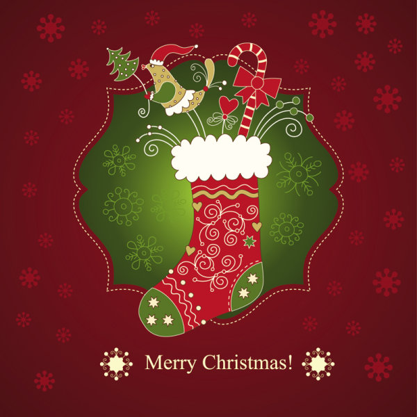 Beautiful Christmas card 01 - vector material