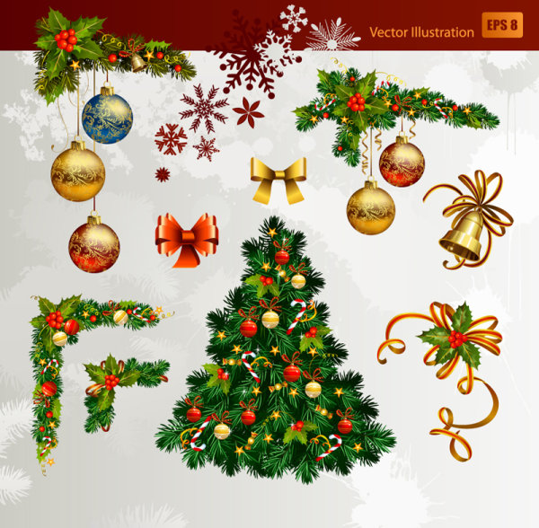 Christmas decorative elements 01 - vector material