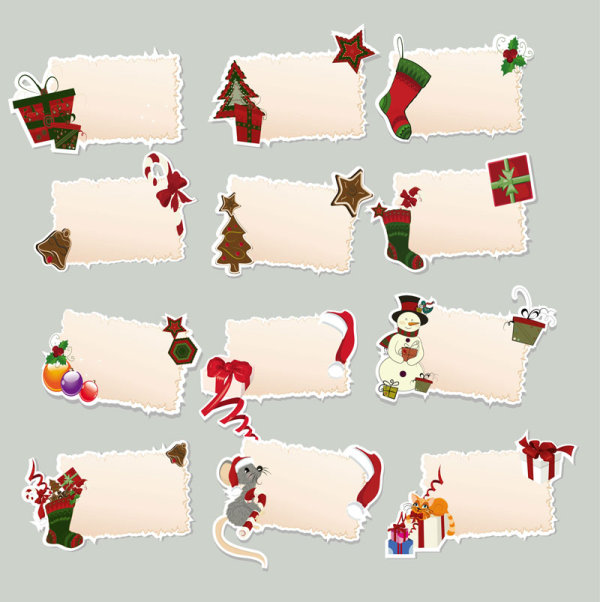 Cartoon Christmas element tags 001 - vector material