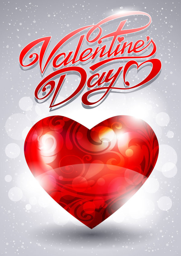 Fancy Valentine's Day greeting card 02 - vector material