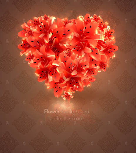 Romantic heart-shaped background 03 - vector material