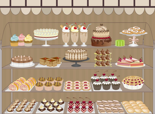 Cartoon window shop 03 - vector material