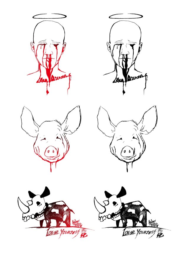 Hand painted the terrorist line art Vector