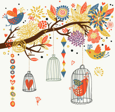 Cartoon leiothrix - vector material