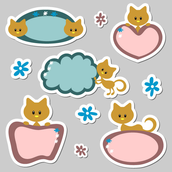 Cute cartoon label 01 - vector material