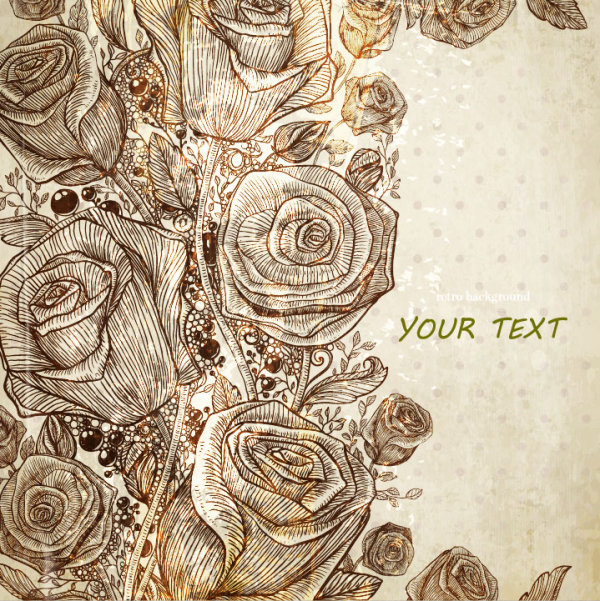 Retro pattern line draft background 03 - vector material