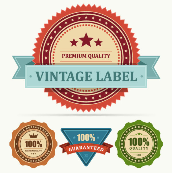 Classic retro stickers 01 - vector material