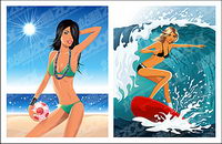 Vector beautiful sunny beaches of foreign material