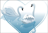 Heart-shaped white swan vector of material