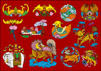 12 Chinese Folk auspicious patterns Vector