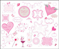 Pink romantic elements - vector material