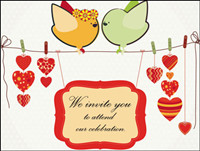 Hand-drawn illustrations of love birds 02-- vector material