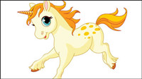 Cute cartoon pony 02-- vector material
