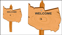 Cartoon wood sign 03 - vector