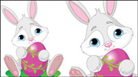 Cartoon rabbit with egg 04 - vector