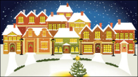 Cartoon Christmas house background Vector - 03