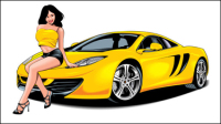 Sexy beautiful girl with sports car -03