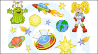 Cartoon Space pattern 01 - vector material
