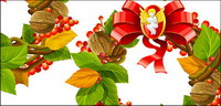 Vector Christmas, Christmas decorations, leaves, walnuts, Chinese hawthorn