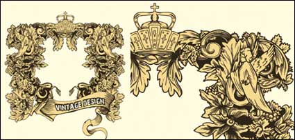 Retro Frame European lace pattern vector material